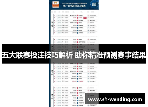 五大联赛投注技巧解析 助你精准预测赛事结果